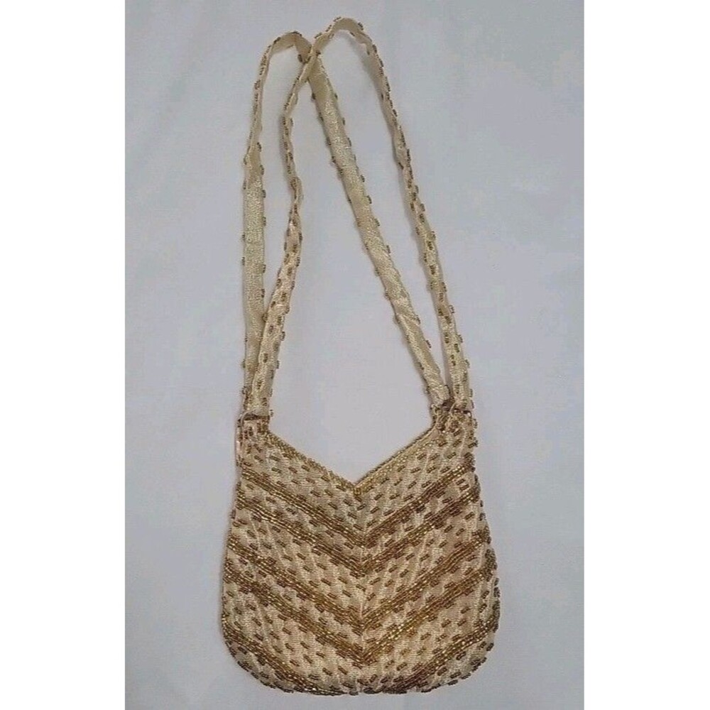 VINTAGE Walborg Beaded Evening Clutch Handmade Hong Kong 1950s–60s Gold Bag
